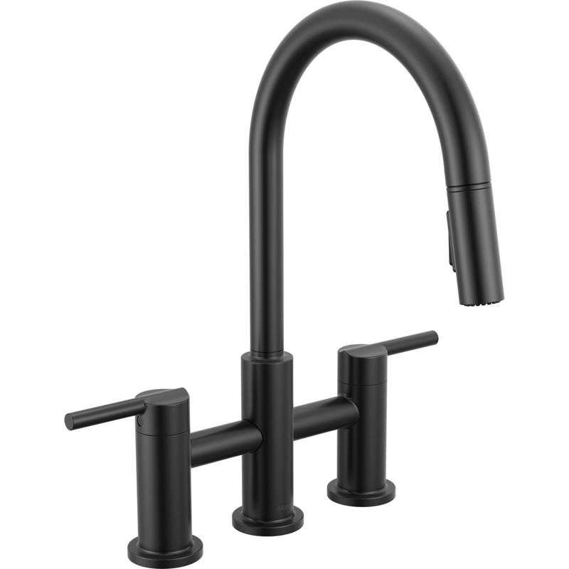 Delta Nicoli®: Two Handle Pull-Down Bridge Kitchen Faucet | Coburn Supply