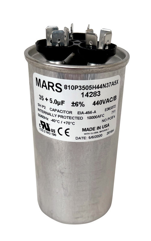 Mars 14283 Mars Round 35/5 uf 440/370 Volts Run Capacitor