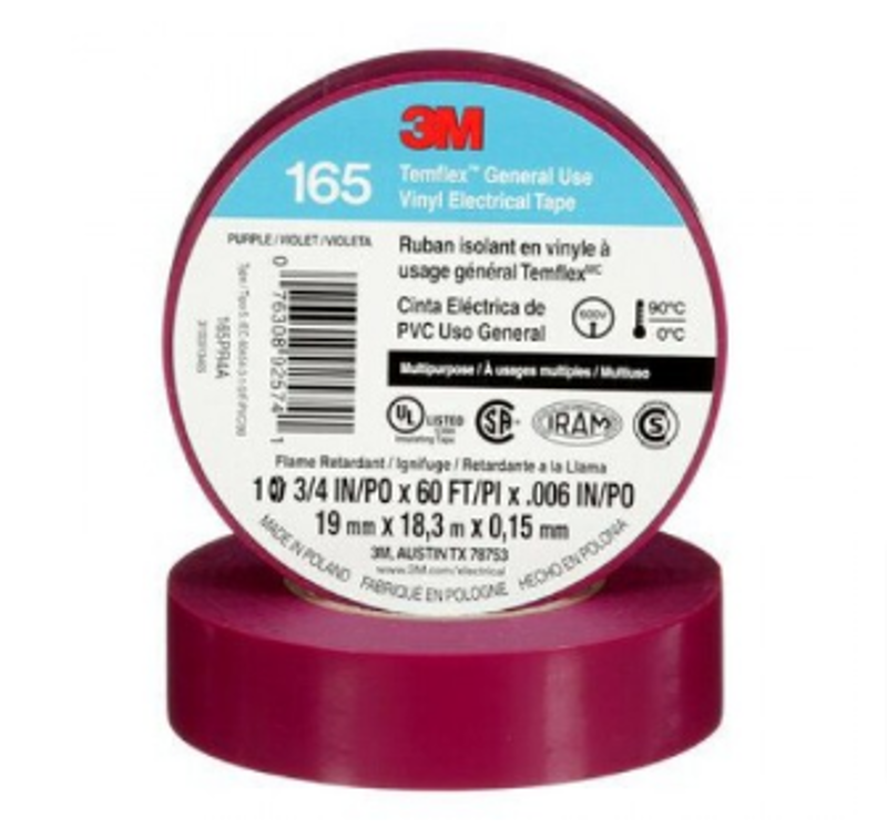 3 M Temflex Vinyl Electrical Tape 165 Purple 3 4 Inch X 60 Foot 19 Mm X 18 M 6 Mil