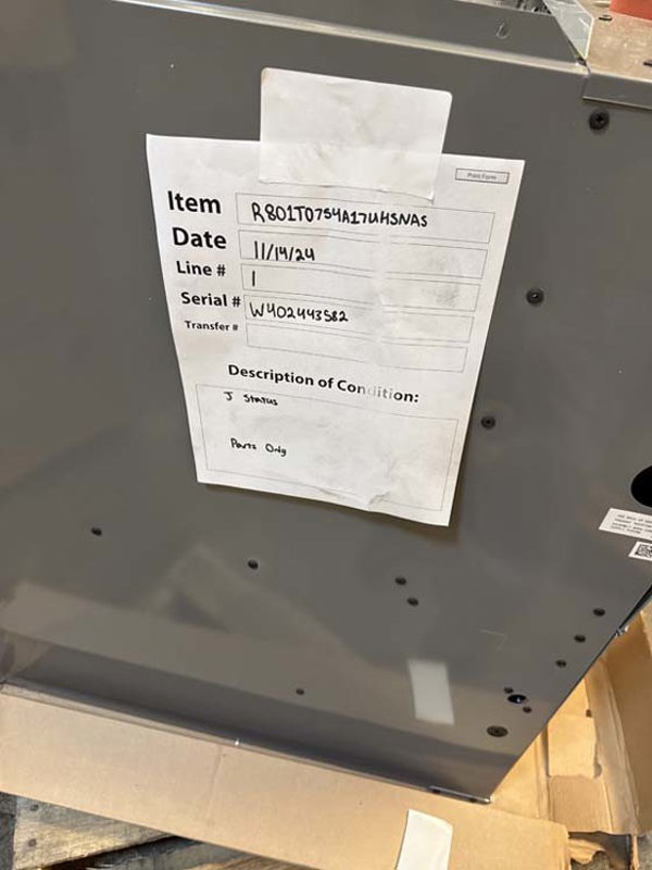 R801T0754A17UHSNAS Ruud 80+ UH Gas Furnace Single Stage CT Salvage