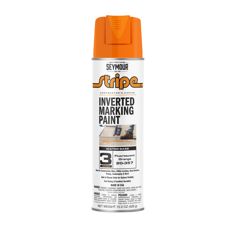 20 357 Seymour Stripe 3 Series Inverted Ground Marking Paint Florescent Orange 15oz